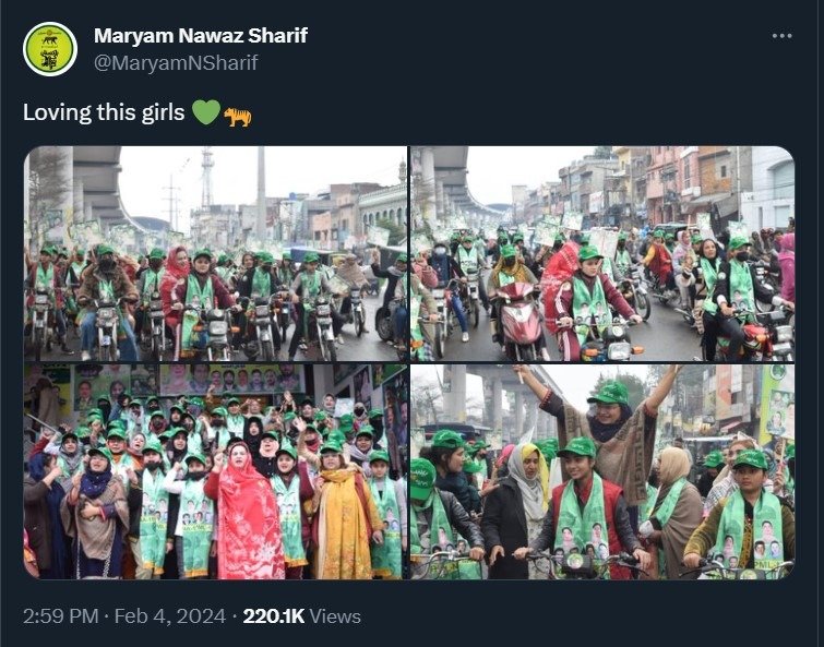 pmln women bike rally maryam comment